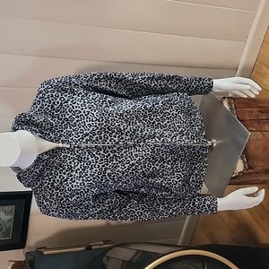 Leopard/Jaguar Print Zip Front JONES NEW YORK SPORT Hoodie S/M COZY!